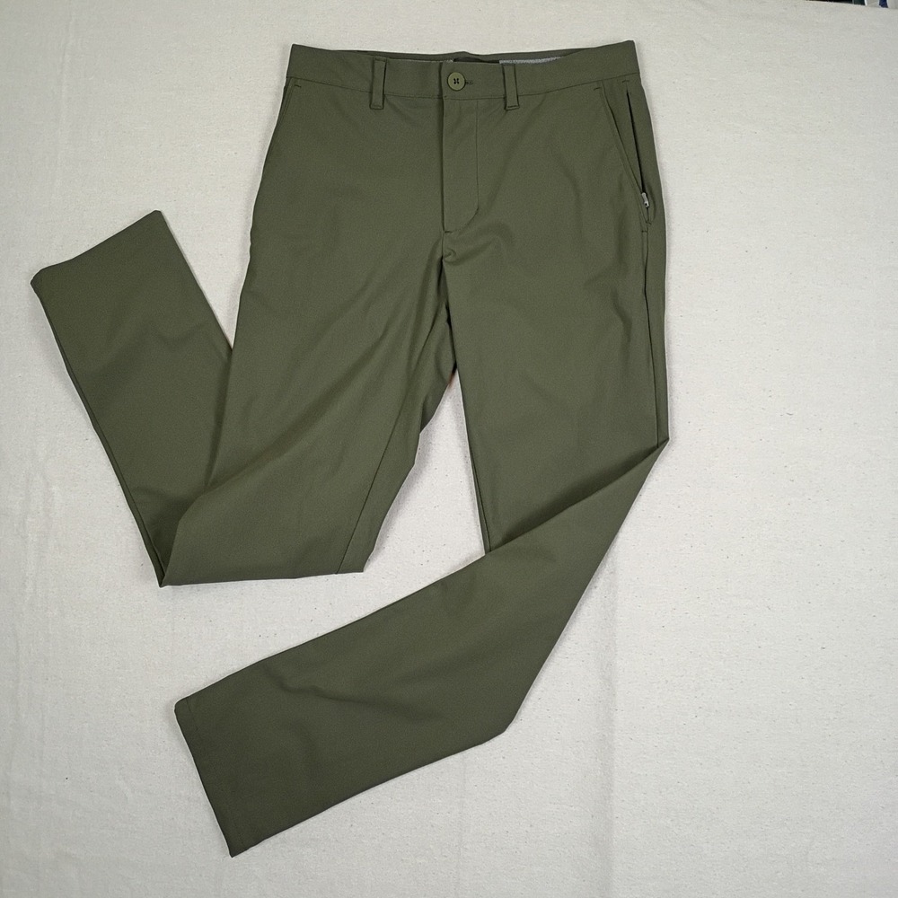 FLX Mens Olive Green Utility Chino Urban Commuter Pants 30x32 Recycled Polyester